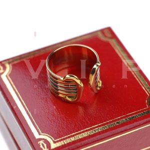 Vintage cartier double c tri gold ring